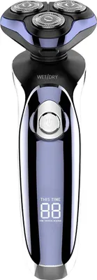 Image de Avizar, rasoir rechargeable double anneau humide et sec, noir / bleu