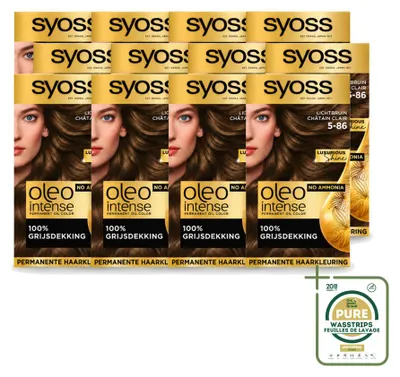 Productafbeelding van 12 x SYOSS Oleo Intense 5-86 Permanente Haarkleuring - Lichtbruin - Verpakking met 12 stuks