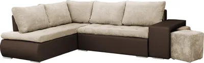 Produktbild von Ecksofa mit Schlaffunktion und Bettkasten, Couch für Wohnzimmer, Schlafsofa Sofagarnitur Sofa Eckcouch L-Form Wohnlandschaft mit Bettfunktion, Ottomane links - 265 x 180 x 88 cm - Belgrad - (Ecksofa Belgrad Dot 22+ Madryt 128 Beige + Braun)