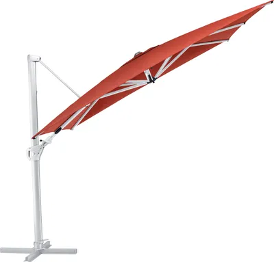 Produktbild von Kettler Easy Swing Ampelschirm 300x300 cm, UPF50+, inkl. Abdeckhaube+ Schirmständer, silber/terrakotta, Aluminium/Polyester mit Polyurethan-Beschichtung