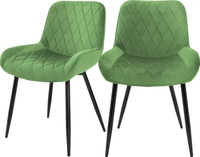 Produktbild von ML-Design 2er Set Esszimmerstühle mit Rücken- und Armlehnen, Salbei, Samt Sitzfläche, Polsterstuhl mit Metallbeine
