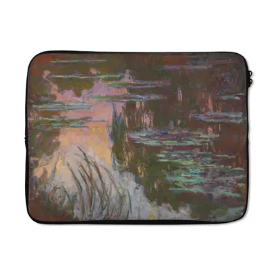 Produktbild von MuchoWow® Laptop Hülle 17 Zoll Laptoptasche Seerosen, untergehende Sonne - Gemälde von Claude Monet - Zipper - Schutzabdeckung