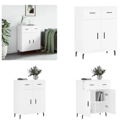 Zdjęcie produktu dla vidaXL Kredens biały 69,5x34x90 cm Materiał drewnopochodny - Kredens - Kredensy - Kredens - Szafka do przechowywania