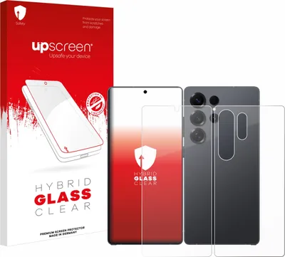 A product shot of screen protectors for a smartphone, along with its packaging.