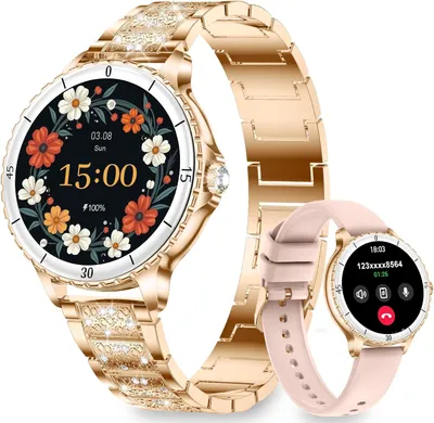 Produktbild von Damen Smartwatch mit Telefonfunktion 1,27 Zoll Rund, Bluetooth Anrufe, Herzfrequenz, SpO2, Schlafmonitor, 120+ Sportmodi, IP68 für Android iOS