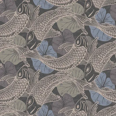 Produktbild von Livingwalls asiatische Tapete Metropolitan Stories Tapete mit Fischen Mio Tokio Vliestapete blau bronze braun beige 10,05 m x 0,53 m