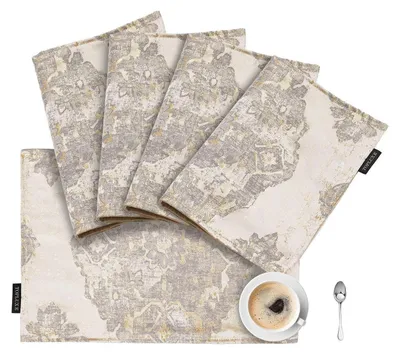 Immagine prodotto di Set di 4 tovagliette in tessuto jacquard, lavabili a 30°C, beige, dimensioni 30x45 cm