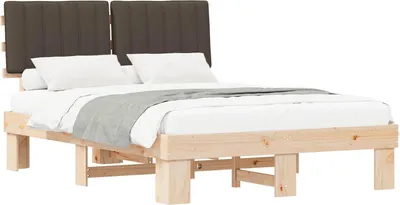 Produktbild von Bettgestell mit gepolstertem Kopfteil Taupe 140 x 200 cm