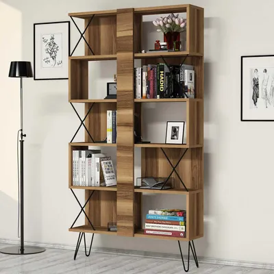 Immagine prodotto di Campagna - Libreria, 90x22x167h cm Marrone Noce, 10 Ripiani
