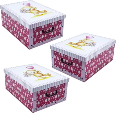 Immagine prodotto di 3.05 Scatola portaoggetti 51x37x24 - Set di 3 - Teddy in ROSA