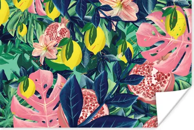 Produktbild von MuchoWow® Poster Blumen - Früchte - Farben 180x120 cm - Fotoplakat