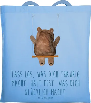 Produktbild von Mr. & Mrs. Panda Uni Tasche Verluste betrauern und loslassen - Sky Blue - Geschenk, emotionale Heilung, Vertrauem, Beutel, Einkaufstasche, Stärke, Trauerprozess, Trost