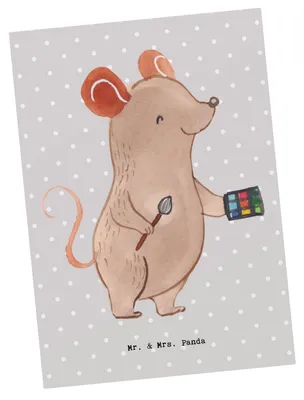 Produktbild von Mr. & Mrs. Panda Grußkarte Maskenbildner Herz - Grau Pastell - Geschenk, Wellness, Postkarte, bildkarte, Postkarten, Beauty Salon, Fotokarte, Ansichtskarten, Kosmetiker