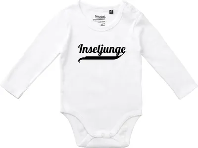 Produktbild von Huuraa Baby Body Inseljunge Schriftzug 62 White  Baumwolle Fairtrade Langarmbody Geschenkidee