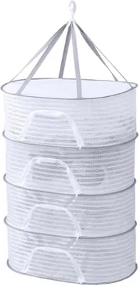 Produktbild von 4-lagiges hangend Trockennetz für Kräuter mit Reißverschluss - 50 × 70 cm - faltenbares Trockengerüst für Blumen, Samen, Fische, Pflanzen und Gemüse