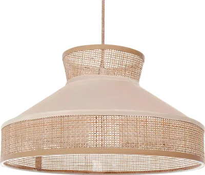 Zdjęcie produktu dla BELIANI Lampa wisząca naturalny beż welur rattan klosz boho oświetlenie do salonu jadalni