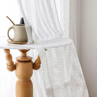 Productafbeelding van Famanu transparante gordijn met linnenlook - 175 x 175 cm