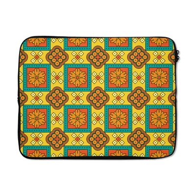 Produktbild von MuchoWow® Laptop Hülle 15 Zoll Patchwork - Retro - Blumen - Design Laptoptasche - Laptoptasche - Sleeve - Rundum-Schutz