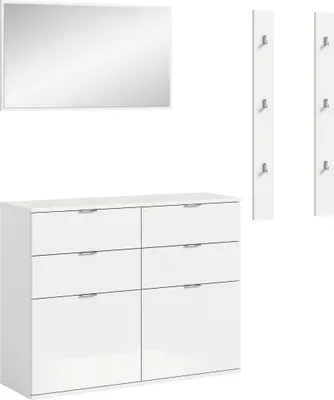 Produktbild von Garderoben-Set >Projekt X< in weiß / weiß hochglanz - 171x191x37cm (BxHxT)