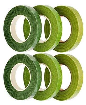 Immagine prodotto di Nastro di fiori, 6 pezzi - Nastro verde per fioristi - Decorazioni per matrimoni - Artigianato con fiori artificiali - 30 metri - Larghezza 12 mm - Nastro per fioristi