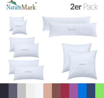 Produktbild von NatureMark 2er Pack Jersey Kissenbezug Kissenhülle Kissenbezüge Seitenschläferkissen Nackenkissen viele Größen und Farben  (40 x 40 cm, Weiß)
