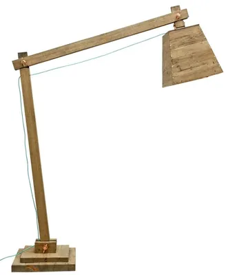 Produktbild von Casa Padrino Kiefernholz Stehleuchte Naturfarben 190 x 52 x H. 220 cm - Luxus Stehlampe mit aqua blauem Kabel