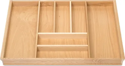 Produktbild von ORGA-BOX III BUCHE Besteckeinsatz für 80er Schublade z.B. Nobilia ab 08/2012 (473 x 697 mm) Holz-Schubladeneinsatz mit 7 Fächer
