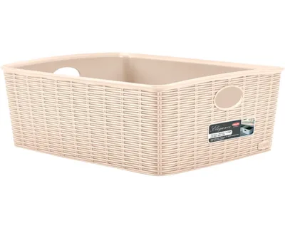 Productafbeelding van STEFANPLAST prullenbak Elegance, rietmotief, kasjmierkleur, afmetingen 36x29x13 cm