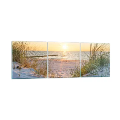 Produktbild von Bilder auf glas - Düne Strand Meer - 120x40cm - Glasbilder - Wandbilder - Kunstdruck - zum Aufhängen bereit - Wanddekoration aus Glas - Glas Bilder - Wandbild auf Glas - 3 Teile - GCA120x40-3989
