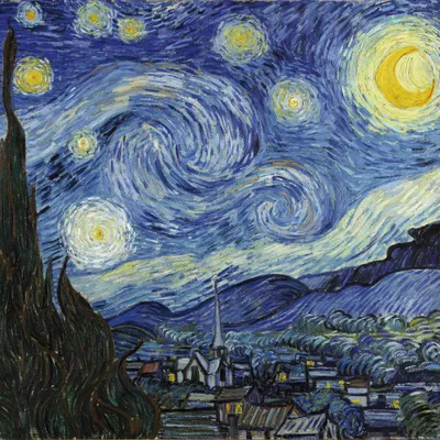 Obrázek produktu pro Vincent Van Gogh umělecký obraz - Hvězdná noc, 1889 (70 x 70 cm)