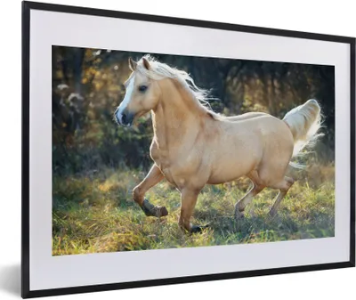 Produktbild von MuchoWow® Gerahmtes Poster Pferd - Natur - Braun 60x40 cm - Poster mit Schwarzem Bilderrahmen Wandposter Rahmen Foto Bilder - Schlafzimmer - Plakat in Rahmen - Drucken