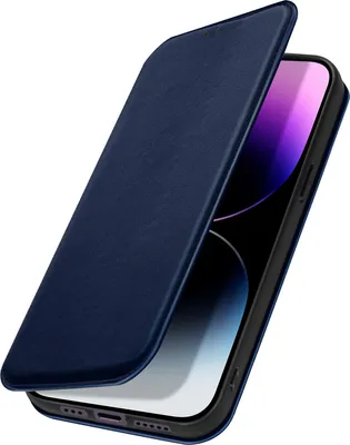 Image de Avizar, étui magnétique à rabat pour iPhone 14 Pro Max avec fonction support, bleu nuit