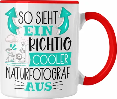 Produktbild von Trendation - So Sieht Ein Richtig Cooler Naturfotograf Aus Tasse Geschenk für Naturfotograf Geburtstag Geschenkdiee (Rot)