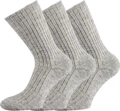 Produktbild von FussFreunde 3 Paar Wollsocken 100% Schafwolle, NATUR PUR, ohne Gummidruck, Größe 43-46