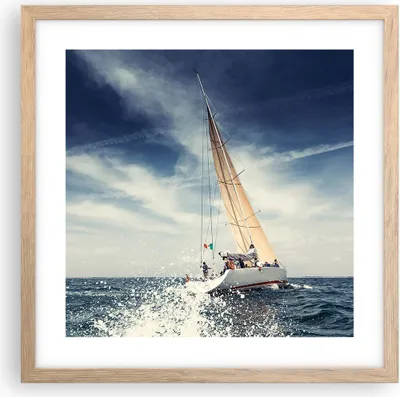 Produktbild von Gerahmtes Poster - Rahmen in heller Eiche - Segeln Yacht Reise - 40x40 cm - Wand Bild - Wanddeko - Wandbilder - Wandposter - Bilderrahmen - Bilder - Kunstdruck - Wandbild - P2NAC40x40-2797