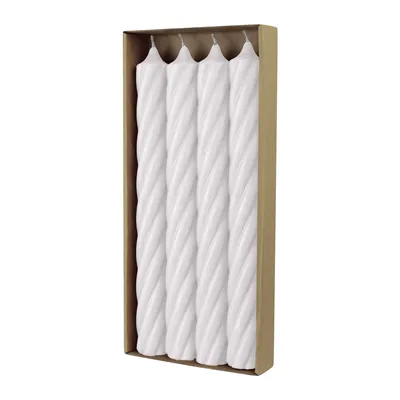 Produktbild von Stabkerzen aus Paraffin, RUSTIC TWIST, 250/28 mm, Wollweiß, WENZEL, Brenndauer ca. 16h, 4 Stück pro Verpackung