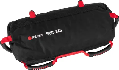 Produktbild von Pure2Improve Sandsack befüllbar bis zu 20kg (4x 5kg Einzelsäcke), Schwarz/Rot, Gewichtssack mit 6 Griffen, Trainingssandsack zum Gewichtheben Training Fitness, Bag Power Bag Sandbag Corebag Sandtasche