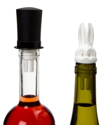 Produktbild von PELEG DESIGN - Barney Wein Flaschen Ausgießer Spirituosen | Flaschenverschluss aus Silikon | Schnaps Ausgießer | 2 in 1 Weinausgießer | Geschenk für Weihnachten, Valentinstag, Geburtstag, Partys