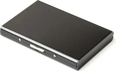 Image de Etui cartes de crédit ASKSA en acier inoxydable Hommes RFID et NFC Blocking Etuis 6 compartiments, Couleurs:Noir