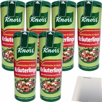 Produktbild von Knorr Kräuterlinge zum Streuern Italienische Art 6er Pack (6x60g Streuer) + usy Block