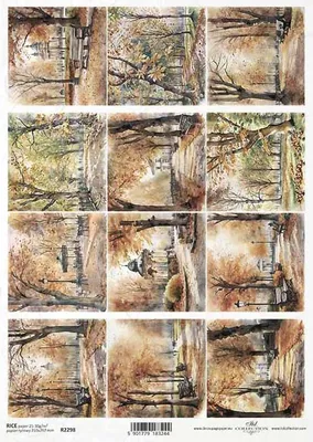Image de ITD Papier de riz Decoupage Papier de bricolage Technique de serviettage-R2298 Plantes, automne, parc