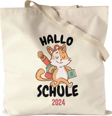 Produktbild von Hallo Schule 2024 Jutebeutel Stoffbeutel Canvas Geschenkidee zur Schulstart oder Einschulung für Erstklässler Schulanfänger
