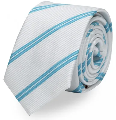 Produktbild von Fabio Farini - 1 Stück gestreifte Herren Krawatte - Tie mit Streifen in 6cm oder 8cm Breite Breit (8cm), Weiß/Türkis