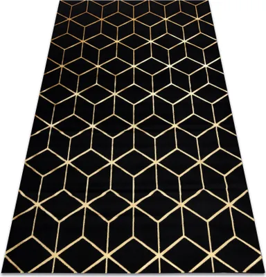 Produktbild von Modern Teppich 3D GLOSS 409C 86 Würfel stilvoll, glamour, art deco schwarz Schwarz 80x150 cm