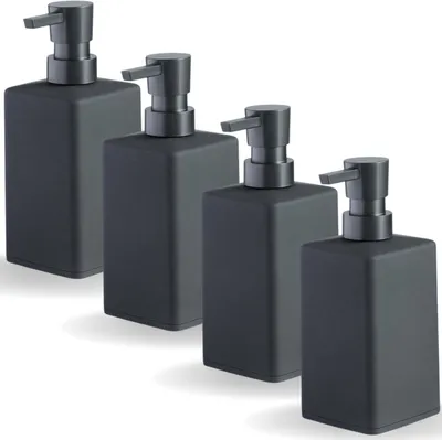 Produktbild von Seifenspender Set, 4-teilig, schwarz, für Seife und Lotion