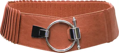 Produktbild von Glamexx24 Damen Taillengürtel Elastischer gürtel 8 cm breiter Hüftgürtel silberner Ring-Farbe: Ocker -Größe: 83cm ( Taillenweite 75-100cm )