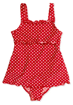 Produktbild von Playshoes UV-Schutz Badeanzug Mädchen Schwimmanzug Badebekleidung, Punkte mit Ro