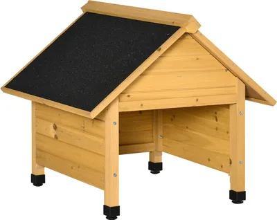Produktbild von Holzgarage für Rasenmäher Roboter Mähroboter Carport 75x76x70 cm Gelb, Sonnen- & Regenschutz für Rasenroboter