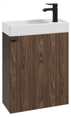 Produktbild von Badplaats Toilettenmöbel Keno 50 x 23 cm – Walnuss Braun – Waschtischunterschrank mit Waschbecken