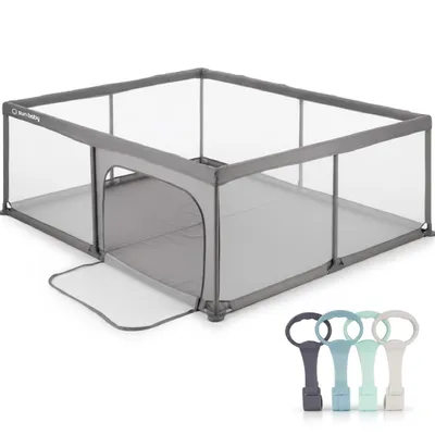 Produktbild von Laufgitter für Babys Laufstall Baby 150x200 cm GRIFFE Faltbar Sicher und stabil Krabbelgitter für Kinder mit atmungsaktivem Netz und Rutschfester Basis